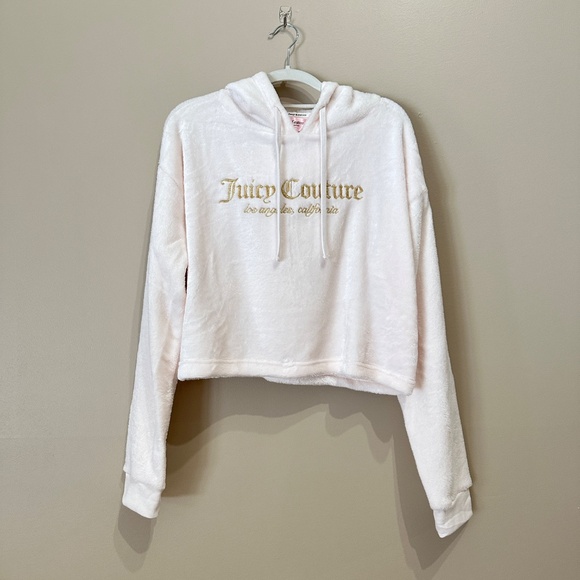 NWT Juicy Couture Plush Fleece Logo White Hoodie and Pant Pajama Set Size XL - Picture 2 of 14